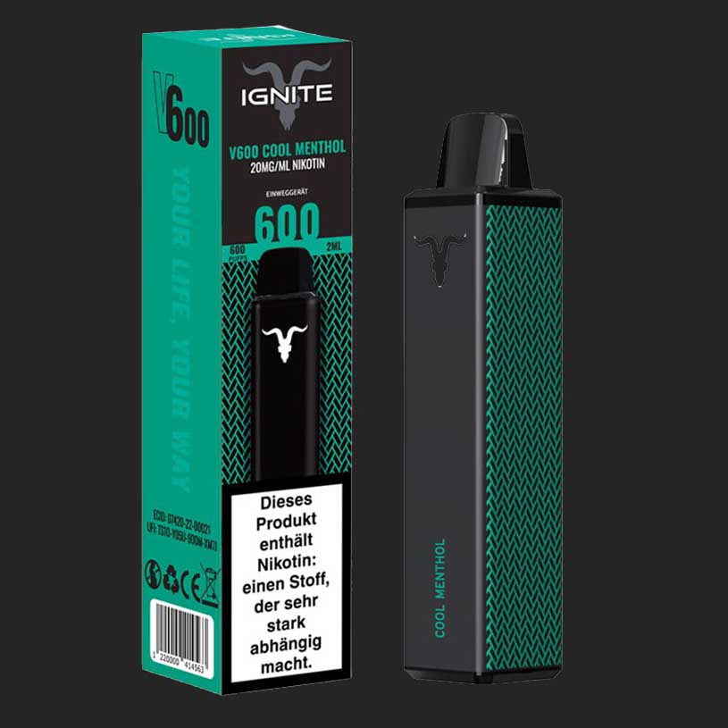 Ignite V600 - Vape Einweg E-Zigarette  - Cool Menthol 2% Nikotin