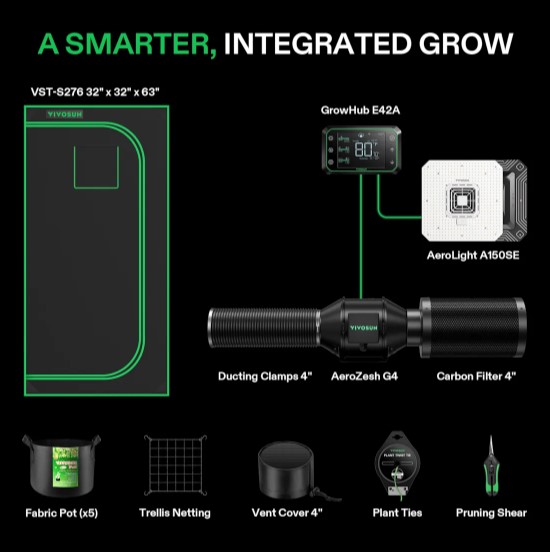 Vivosun - Growbox Komplettset 80 x 80 x 160 cm