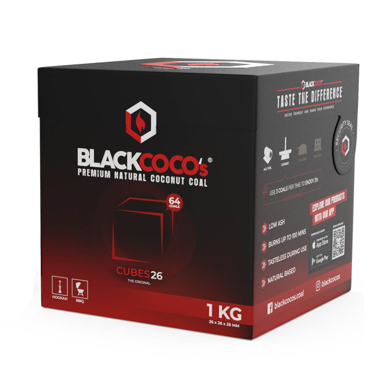 Blackcoco Shisha Kohle 26er 1 Kilogramm Blackcoco Shisha Kohle 26er 1 Kilogramm