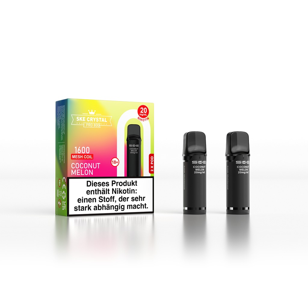 SKE Crystal Pro 800 Pod - Coconut Melon 2% Nikotin (2er Pack)