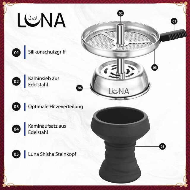Luna Hookah Shisha Tradi Set Blau Kopf Luna Hookah Shisha Tradi Set Blau Kopf