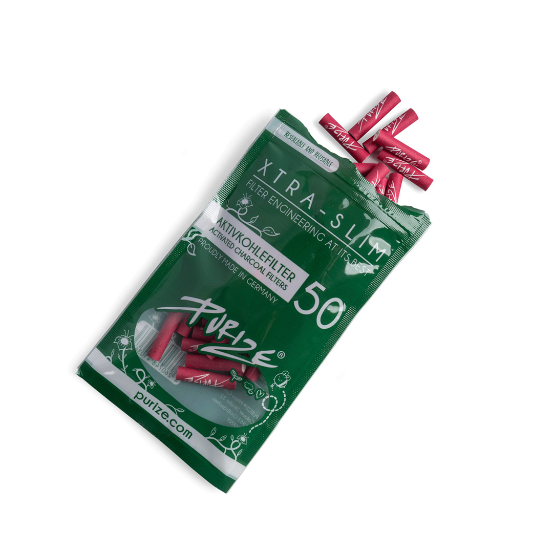 Purize Aktivkohlefilter Xtra Slim Size 6mm 50 Stück Pink