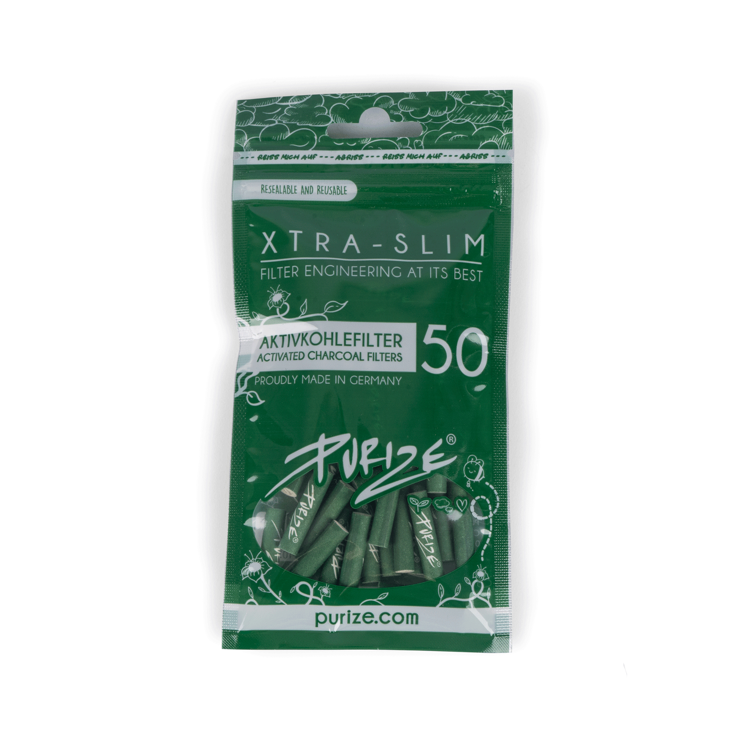 Purize Aktivkohlefilter Xtra Slim Size 6mm 50 Stück Grün Purize Aktivkohlefilter Xtra Slim Size 6mm 50 Stück Grün