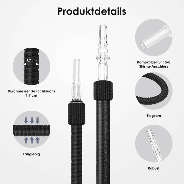 Luna Shisha Tradi Schlauch Kunstleder Schwarz Spitze Luna Shisha Tradi Schlauch Kunstleder Schwarz Spitze