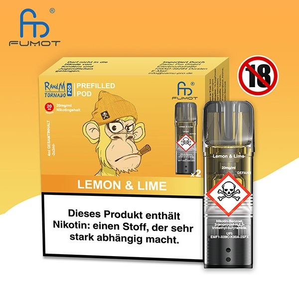 RandM Tornado - POD - Lemon & Lime 2% Nikotin 600 Züge (2 Pods)