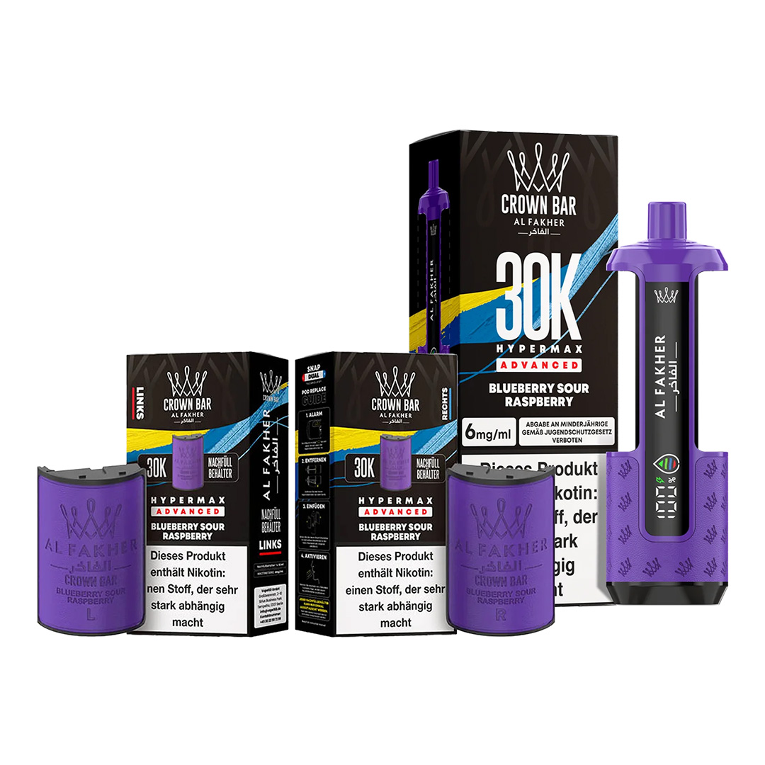 Al Fakher Crown Bar 30K Hypermax Advanced Blueberry Sour Raspberry