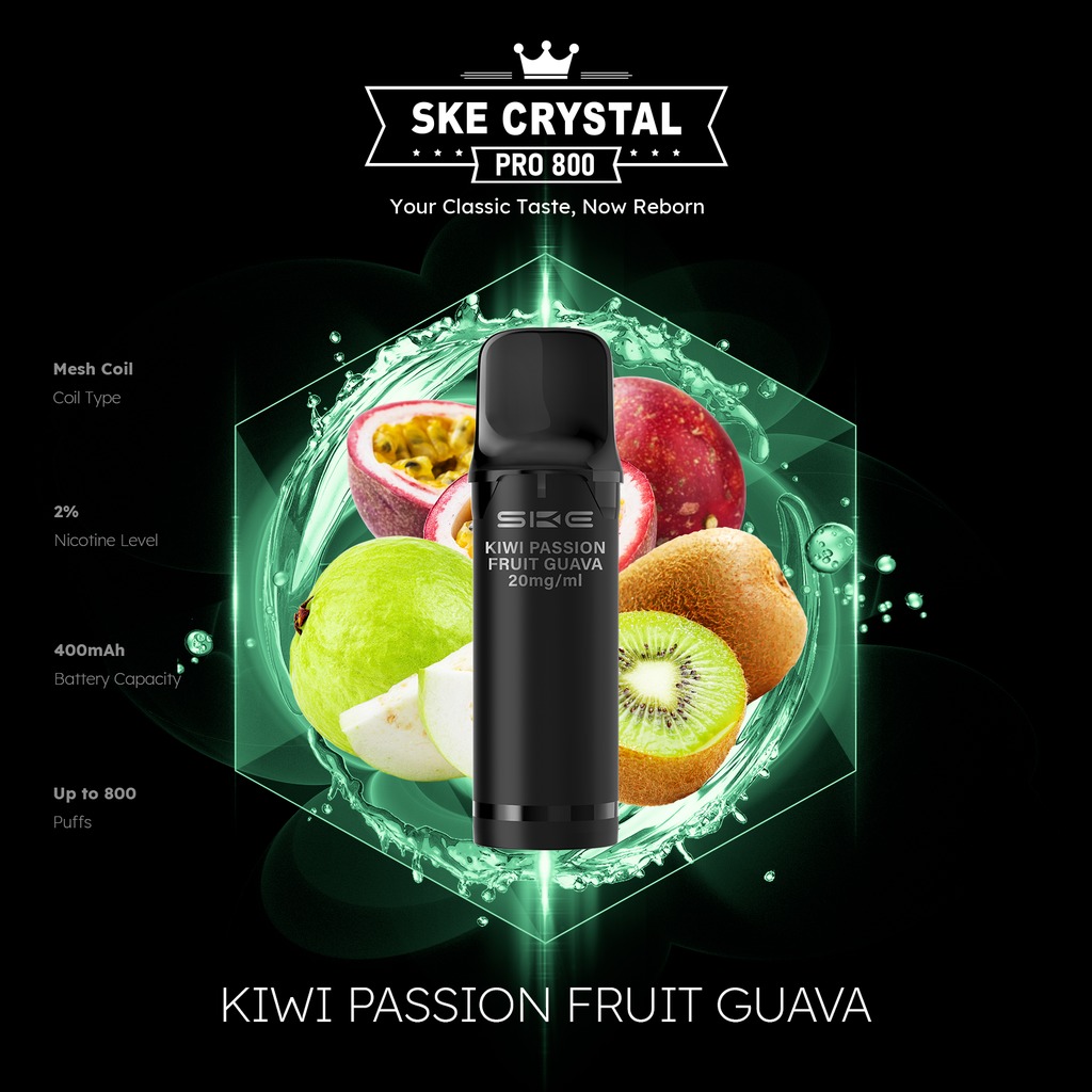 SKE Crystal Pro 800 Pod - Kiwi Passion Fruit Guava 2% Nikotin (2er Pack)
