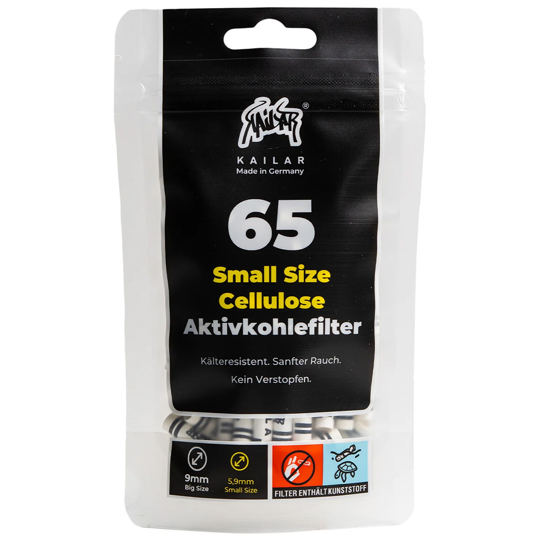 Kailar Cellulose Slim Aktivkohlefilter 5,9mm 65 Stück Weiß