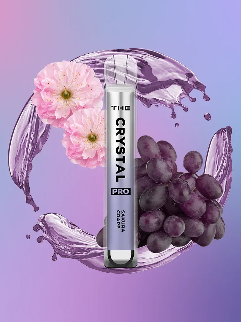 The Crystal Pro - Vape Einweg E-Zigarette Sakura Grape 2% Nikotin 600 Züge