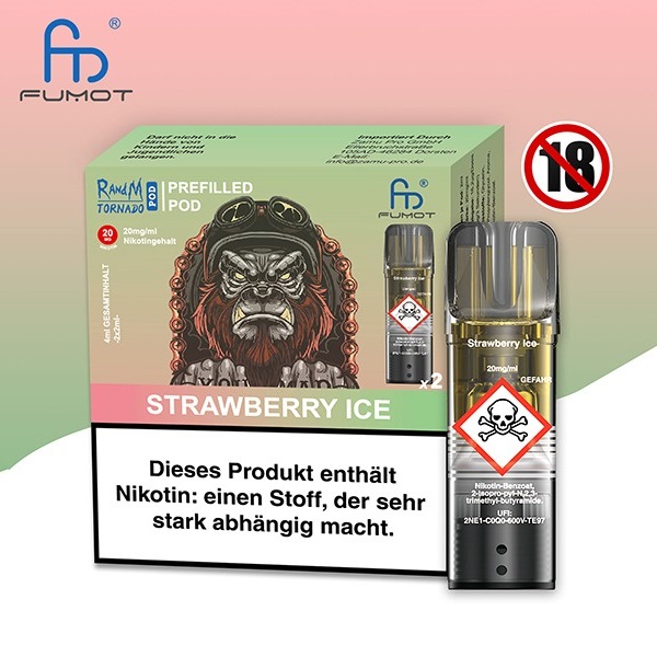 RandM Tornado - POD - Strawberry Ice 2% Nikotin 600 Züge (2 Pods)