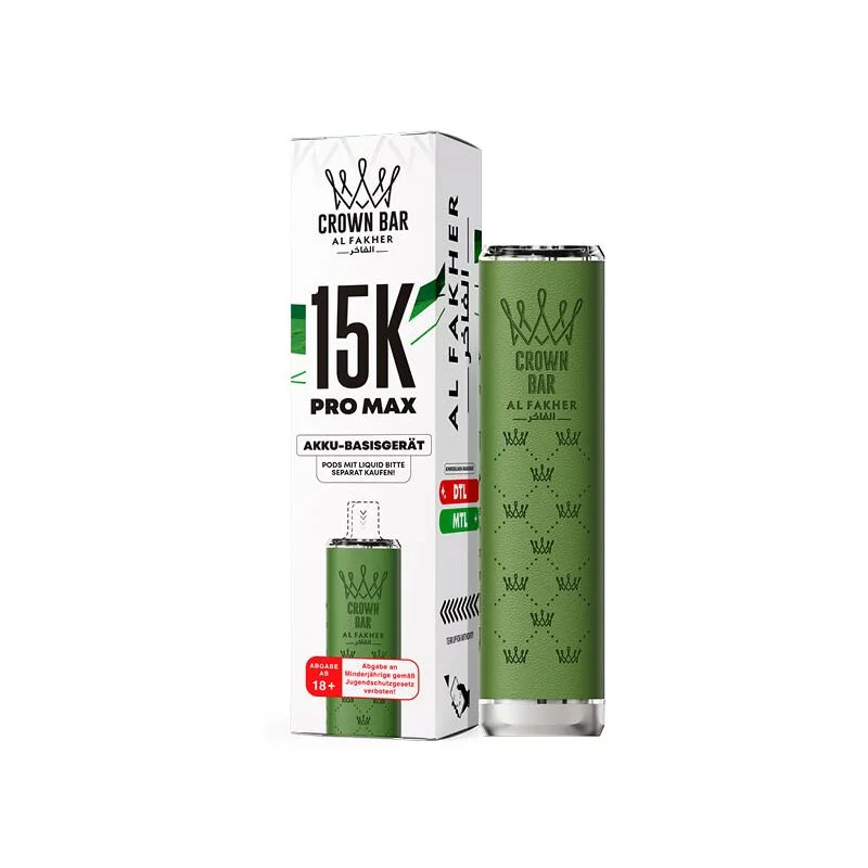 Al Fakher - Crown Bar 15K Pro Max Basisgerät - Green Al Fakher - Crown Bar 15K Pro Max Basisgerät - Green