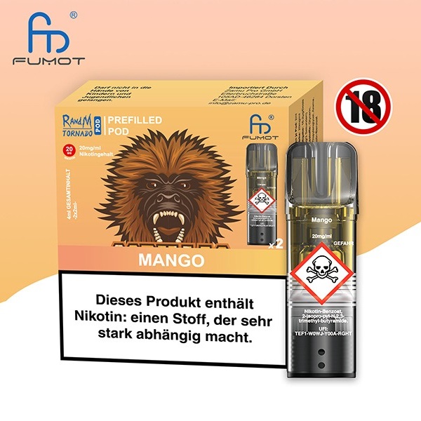 RandM Tornado - POD - Mango 2% Nikotin 600 Züge (2 Pods)