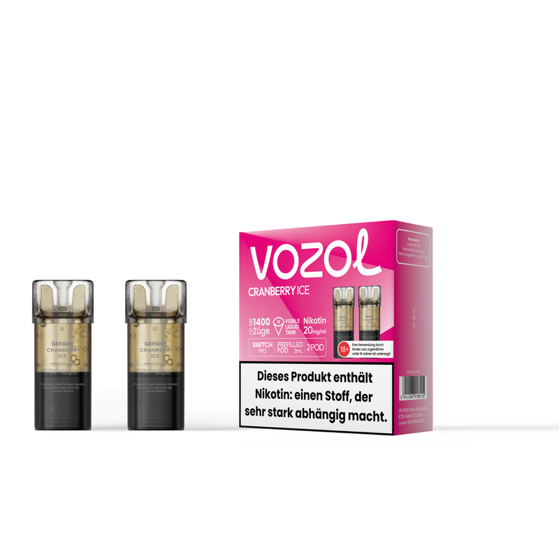 Vozol Switch Pro - Pod - Cranberry Ice 2% Nikotin 700 Züge (2 Pods)