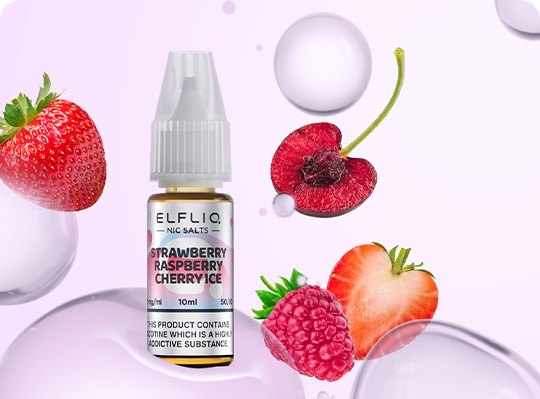 Elfliq - Strawberry Raspberry Cherry Ice Nikotinsalz Liquid 10ml | 20mg/ml