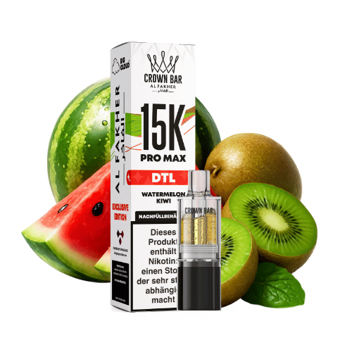 Al Fakher Crown Bar 15k Pro Max DTL Pod Watermelon Kiwi 10ml Al Fakher Crown Bar 15k Pro Max DTL Pod Watermelon Kiwi 10ml