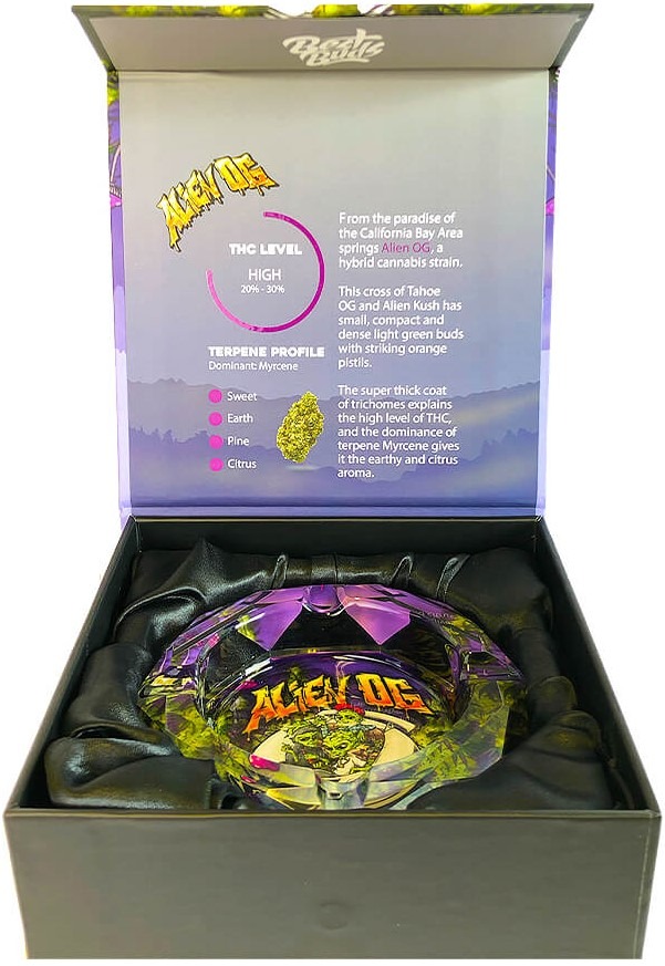 Best Buds Kristallaschenbecher Alien OG Box Open Best Buds Kristallaschenbecher Alien OG Box Open