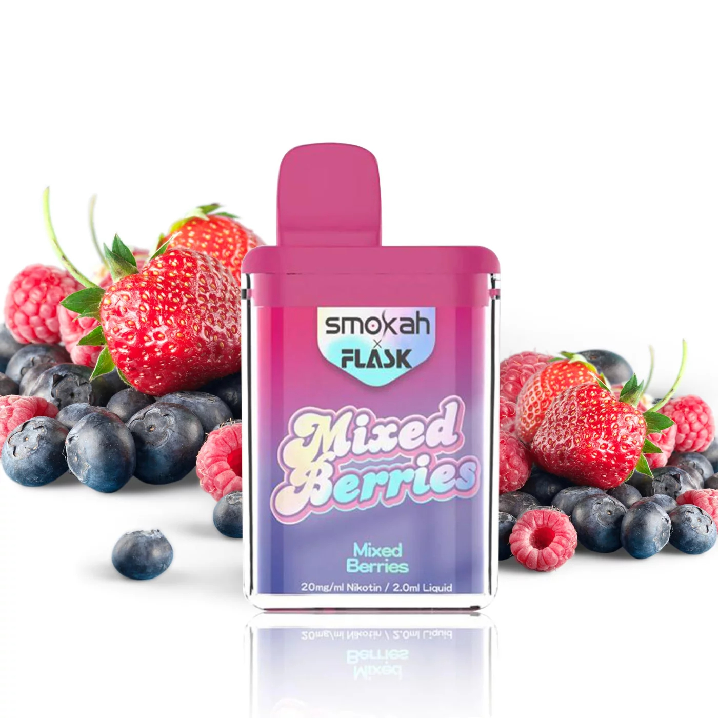 Smokah x Flask Pocket - Einweg E-Shisha - Mixed Berries 2% Nikotin