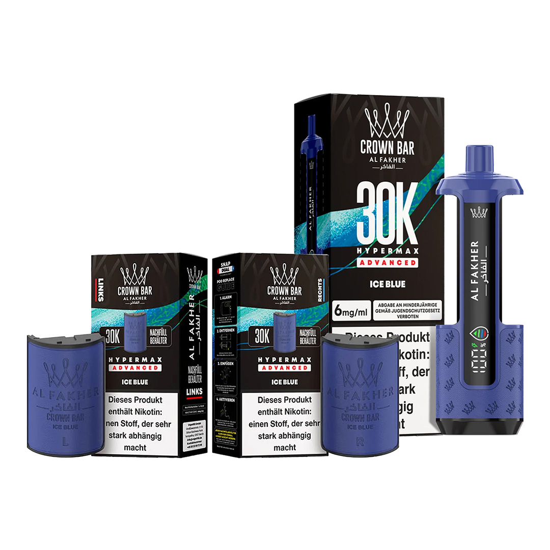 Al Fakher Crown Bar 30K Hypermax Advanced Ice Blue Al Fakher Crown Bar 30K Hypermax Advanced Ice Blue