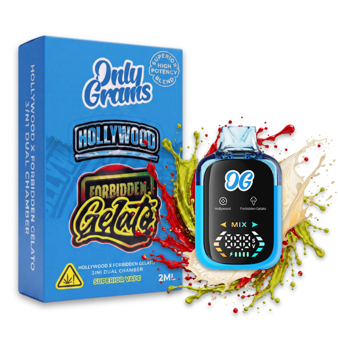 Only Grams Superior Dual Chamber Vape Hollywood + Forbidden Gelato 2ml Only Grams Superior Dual Chamber Vape Hollywood + Forbidden Gelato 2ml
