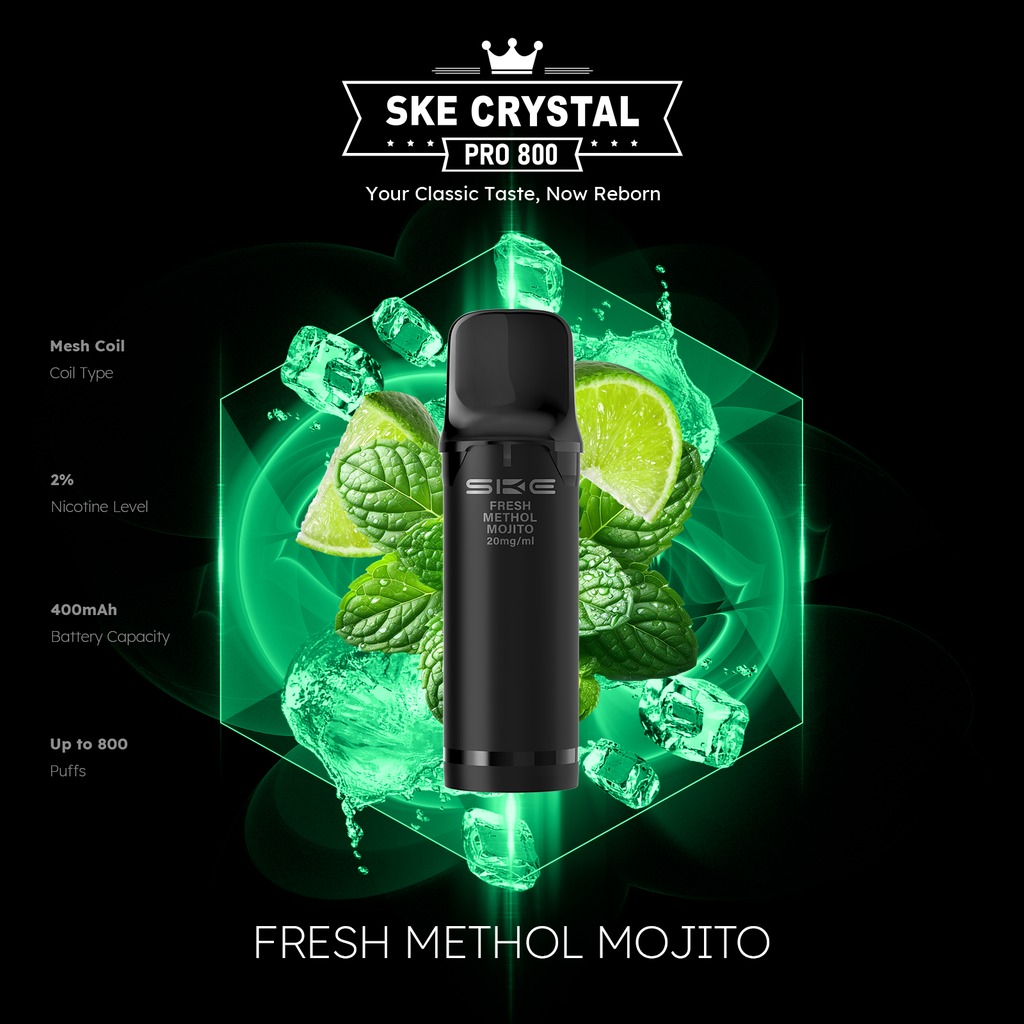 SKE Crystal Pro 800 Pod - Fresh Methol Mojito 2% Nikotin (2er Pack)