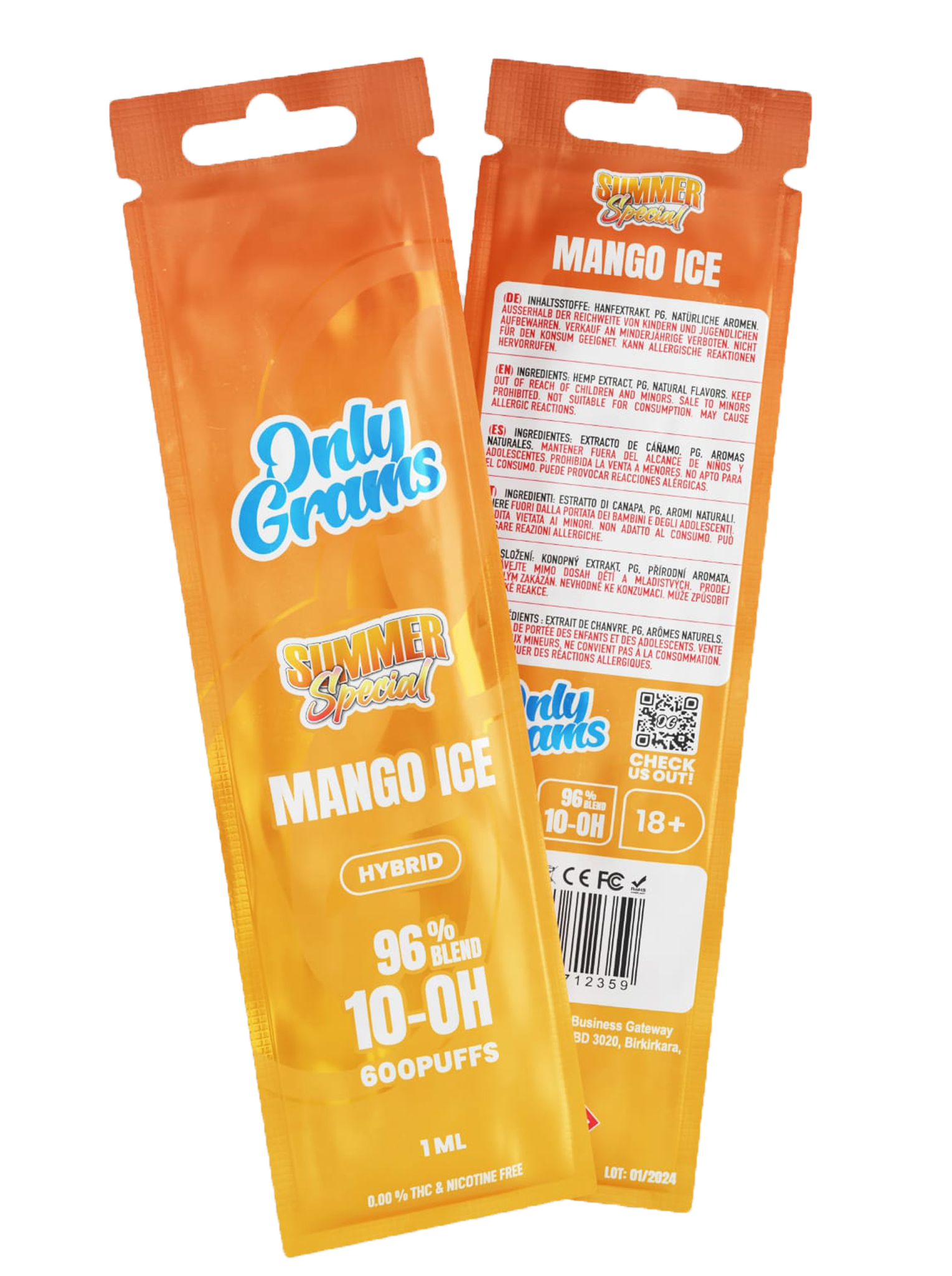Only Grams 10-OH Hybrid Vape Mango Ice Only Grams 10-OH Hybrid Vape Mango Ice