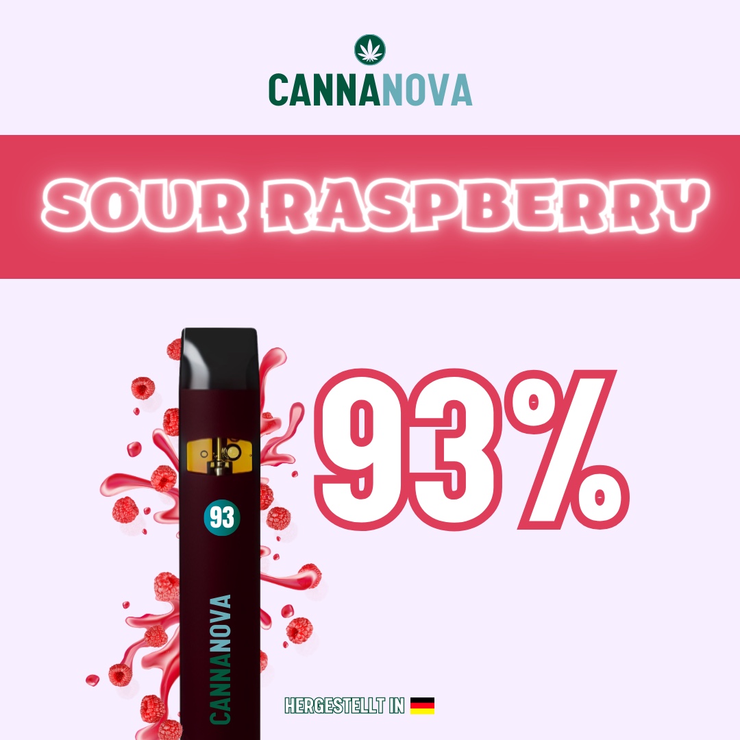 Cannanova HHC Vape Einweg E-Zigarette - Sour Raspberry 1ml 93%