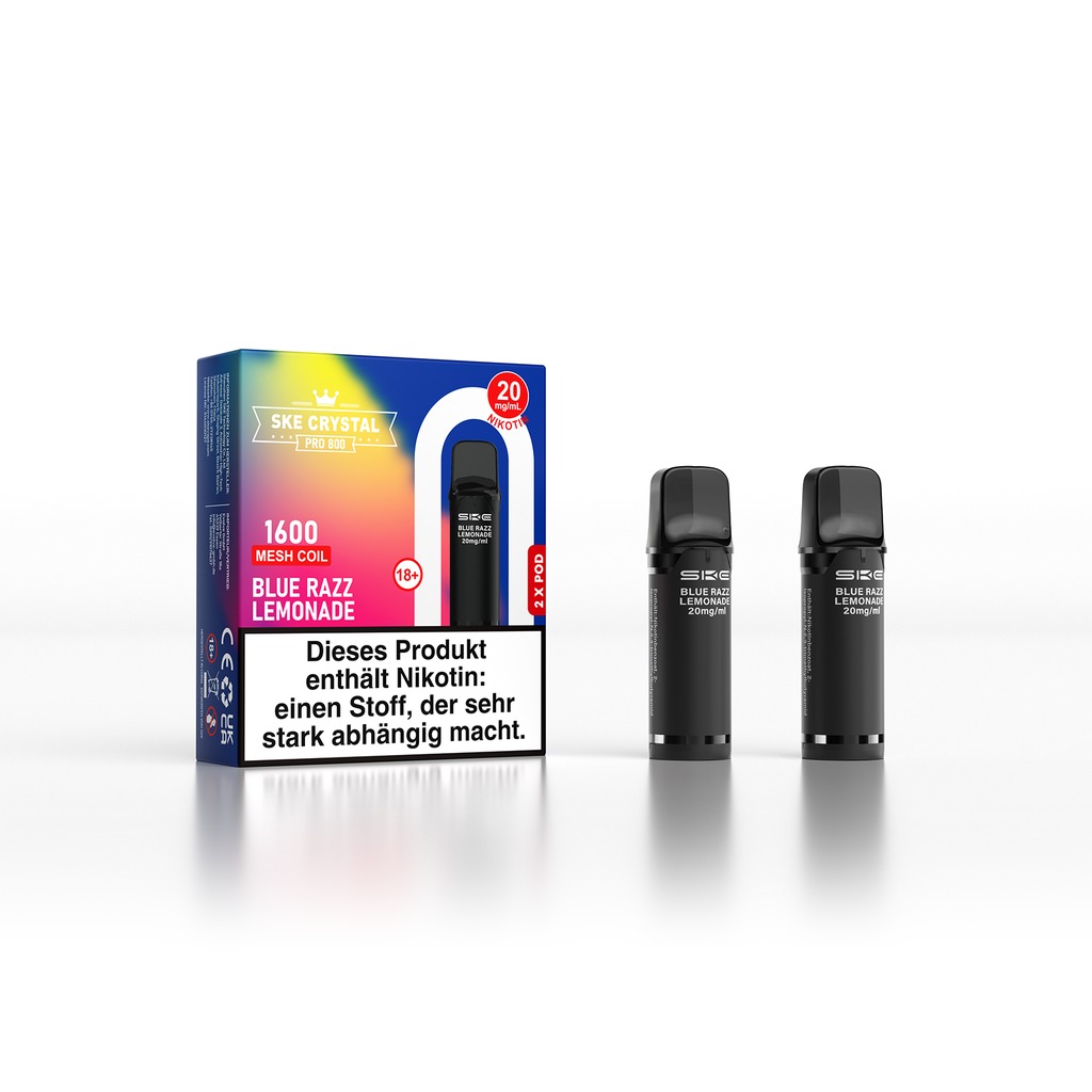 SKE Crystal Pro 800 Pod - Blue Razz Lemonade 2% Nikotin (2er Pack)