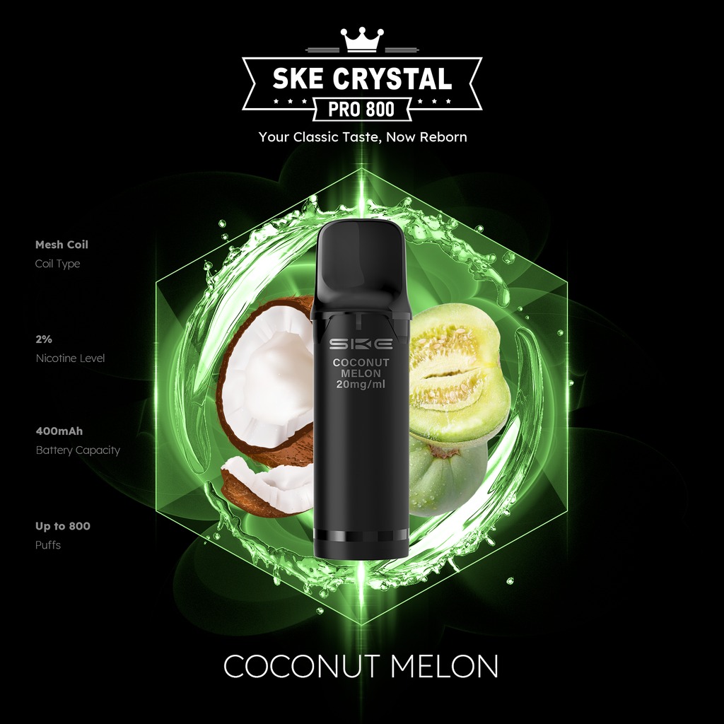 SKE Crystal Pro 800 Pod - Coconut Melon 2% Nikotin (2er Pack)