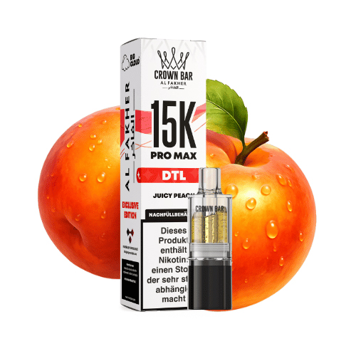 Al Fakher Crown Bar 15k Pro Max DTL Pod Juicy Peach 10ml Al Fakher Crown Bar 15k Pro Max DTL Pod Juicy Peach 10ml