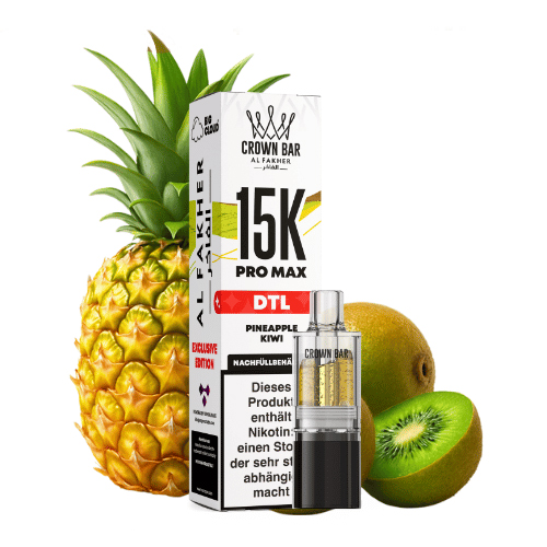 Al Fakher Crown Bar 15k Pro Max DTL Pod Pineapple Kiwi 10ml Al Fakher Crown Bar 15k Pro Max DTL Pod Pineapple Kiwi 10ml