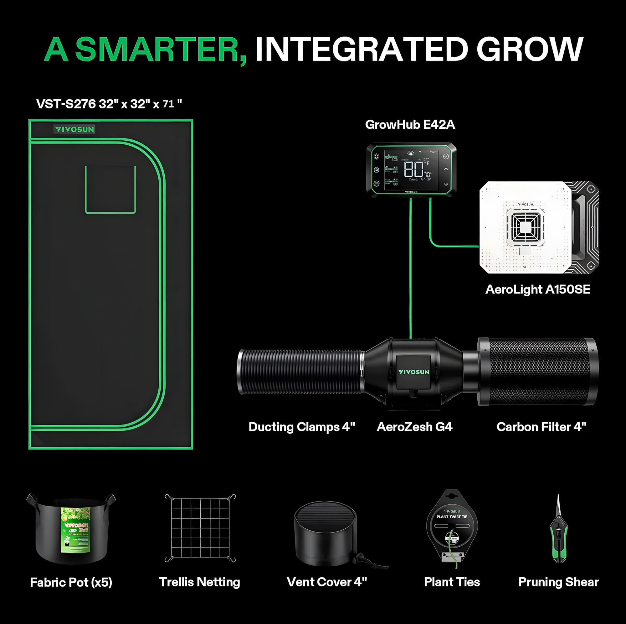 Vivosun - Growbox Komplettset 80 x 80 x 180 cm