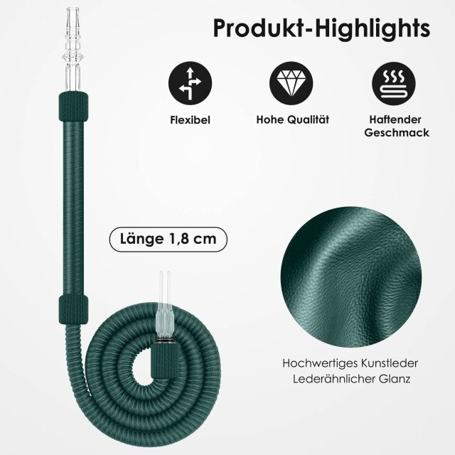 Luna Shisha Tradi Schlauch Kunstleder Dunkelgrün Länge Luna Shisha Tradi Schlauch Kunstleder Dunkelgrün Länge