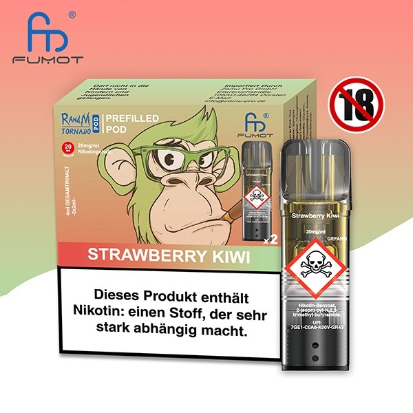 RandM Tornado - POD - Strawberry Kiwi 2% Nikotin 600 Züge (2 Pods)