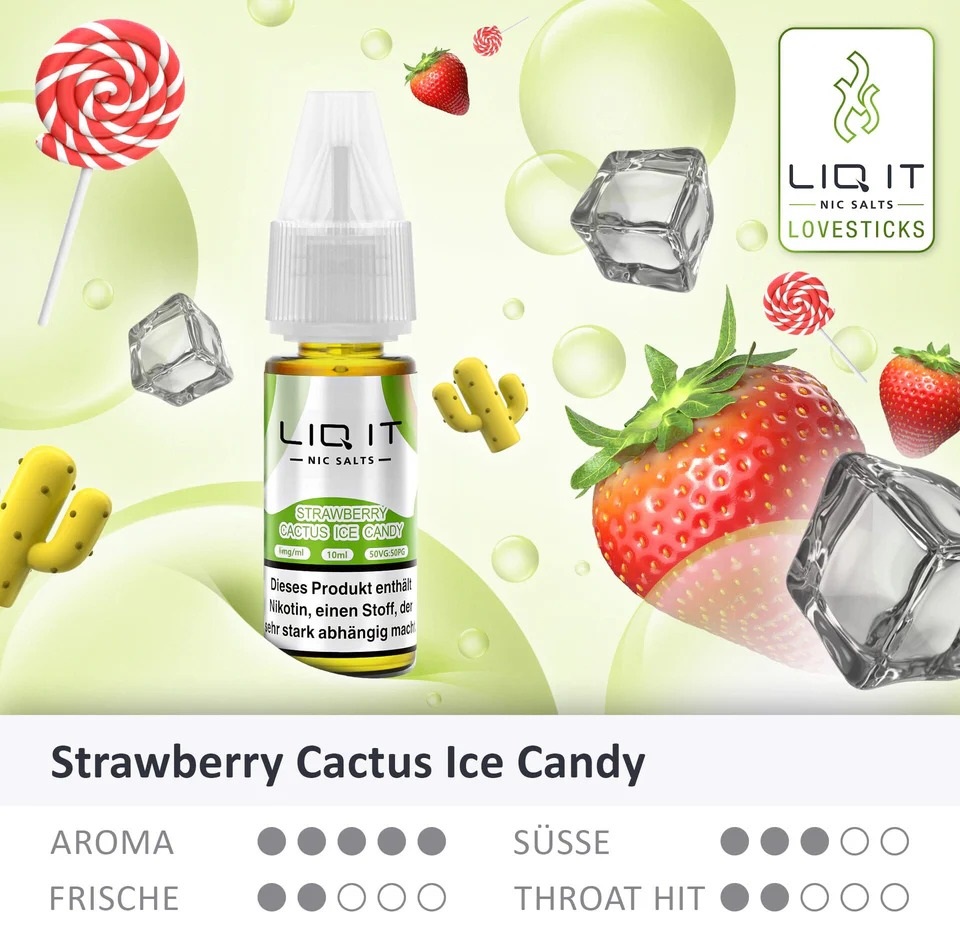 Lovesticks Liq It Liquid Strawberry Cactus Ice Candy 10ml Eigenschaften Lovesticks Liq It Liquid Strawberry Cactus Ice Candy 10ml Eigenschaften