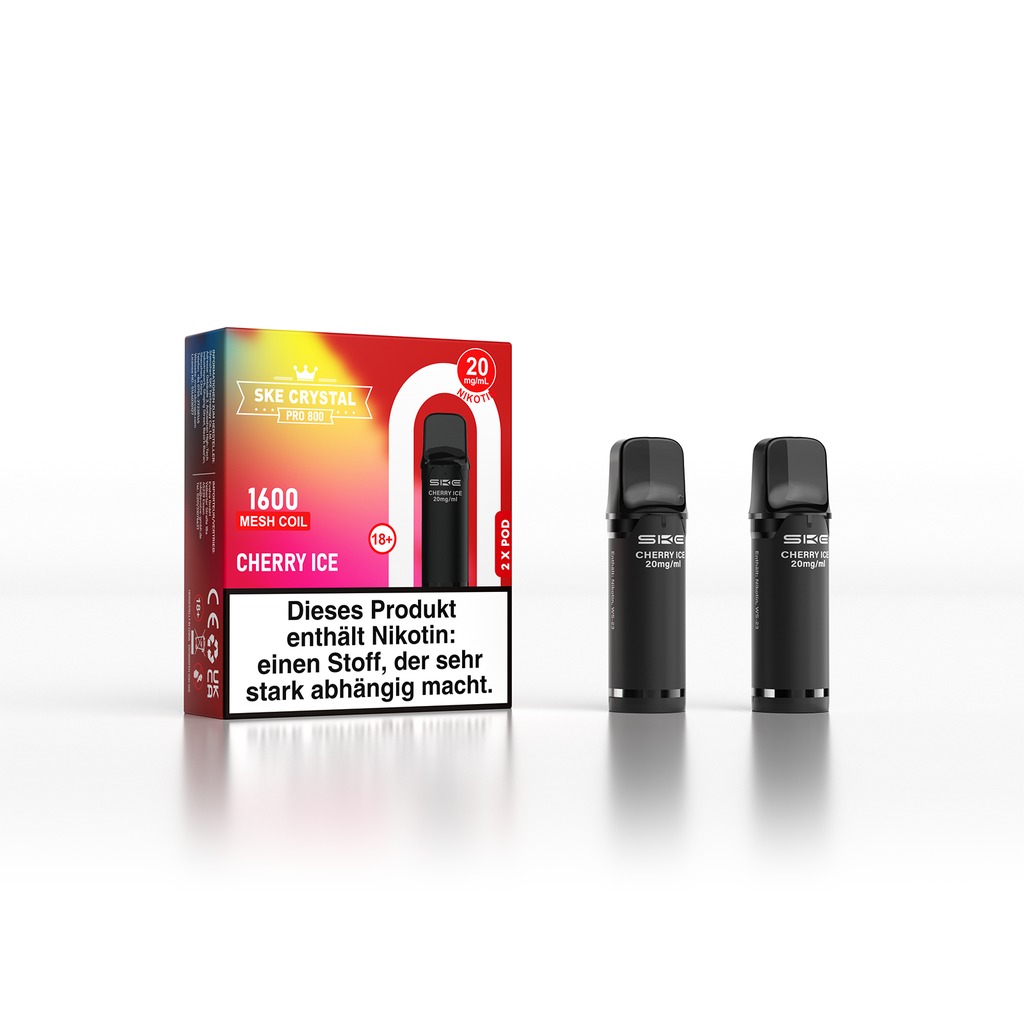 SKE Crystal Pro 800 Pod - Cherry Ice 2% Nikotin (2er Pack)