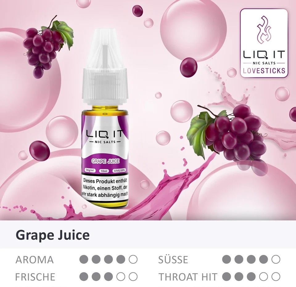 Lovesticks Liq It Liquid Grape Juice 10ml Eigenschaften Lovesticks Liq It Liquid Grape Juice 10ml Eigenschaften