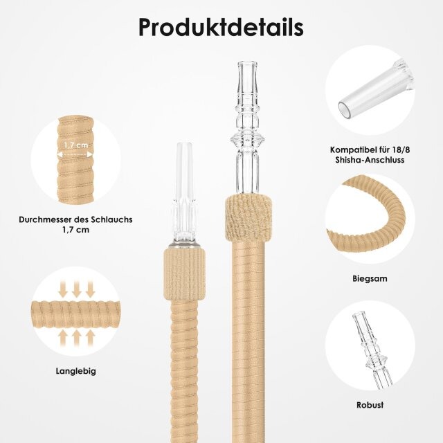 Luna Shisha Tradi Schlauch Kunstleder Beige Spitze Luna Shisha Tradi Schlauch Kunstleder Beige Spitze
