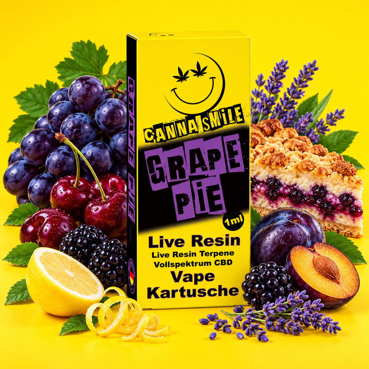 Canna Smile Live Resin CBD Kartusche Grape Pie 1ml