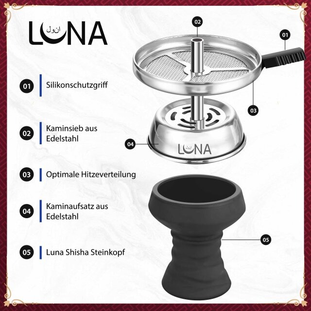 Luna Hookah Shisha Tradi Set Transparent Kopf Luna Hookah Shisha Tradi Set Transparent Kopf