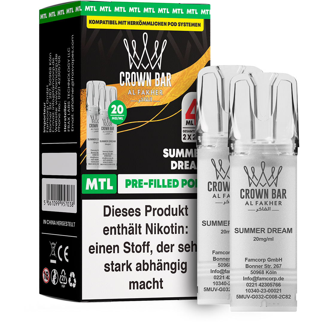 Al Fakher Crown Bar 600 MTL Pod Summer Dream Al Fakher Crown Bar 600 MTL Pod Summer Dream