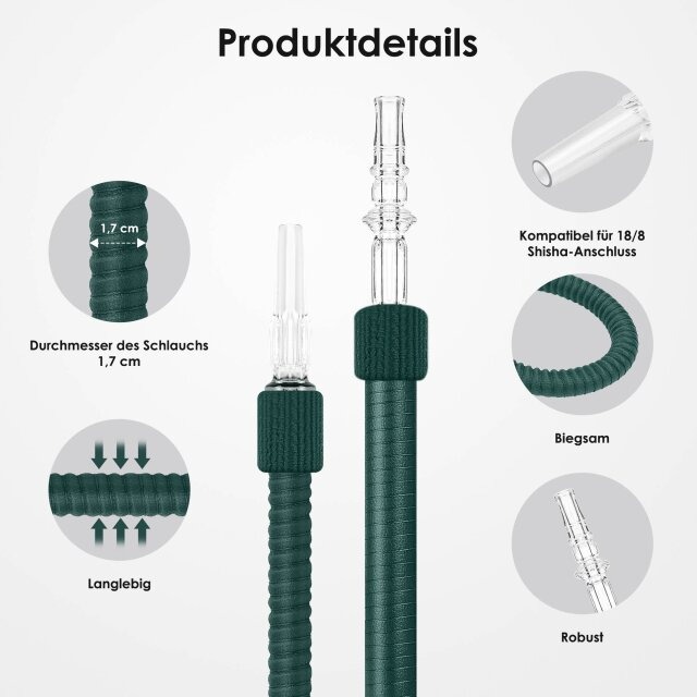 Luna Shisha Tradi Schlauch Kunstleder Dunkelgrün Spitze Luna Shisha Tradi Schlauch Kunstleder Dunkelgrün Spitze