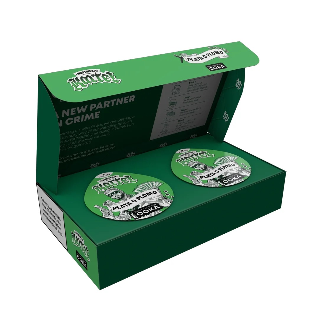 OOKA Pod Shisha Kartel Shisha Tabak Plata O Plomo 2er Pack Box OOKA Pod Shisha Kartel Shisha Tabak Plata O Plomo 2er Pack Box