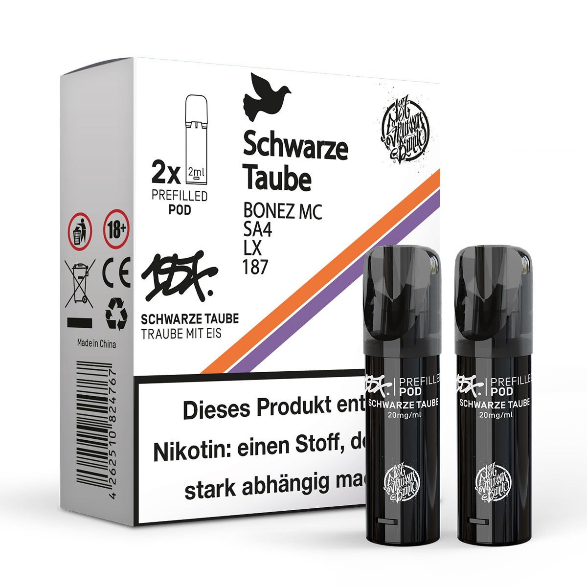 187 Pod 2er Pack Schwarze Taube