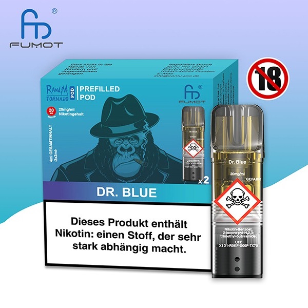 RandM Tornado - POD - Dr. Blue 2% Nikotin 600 Züge (2 Pods)