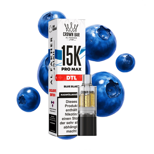 Al Fakher Crown Bar 15k Pro Max DTL Pod Blue Blast 10ml Al Fakher Crown Bar 15k Pro Max DTL Pod Blue Blast 10ml