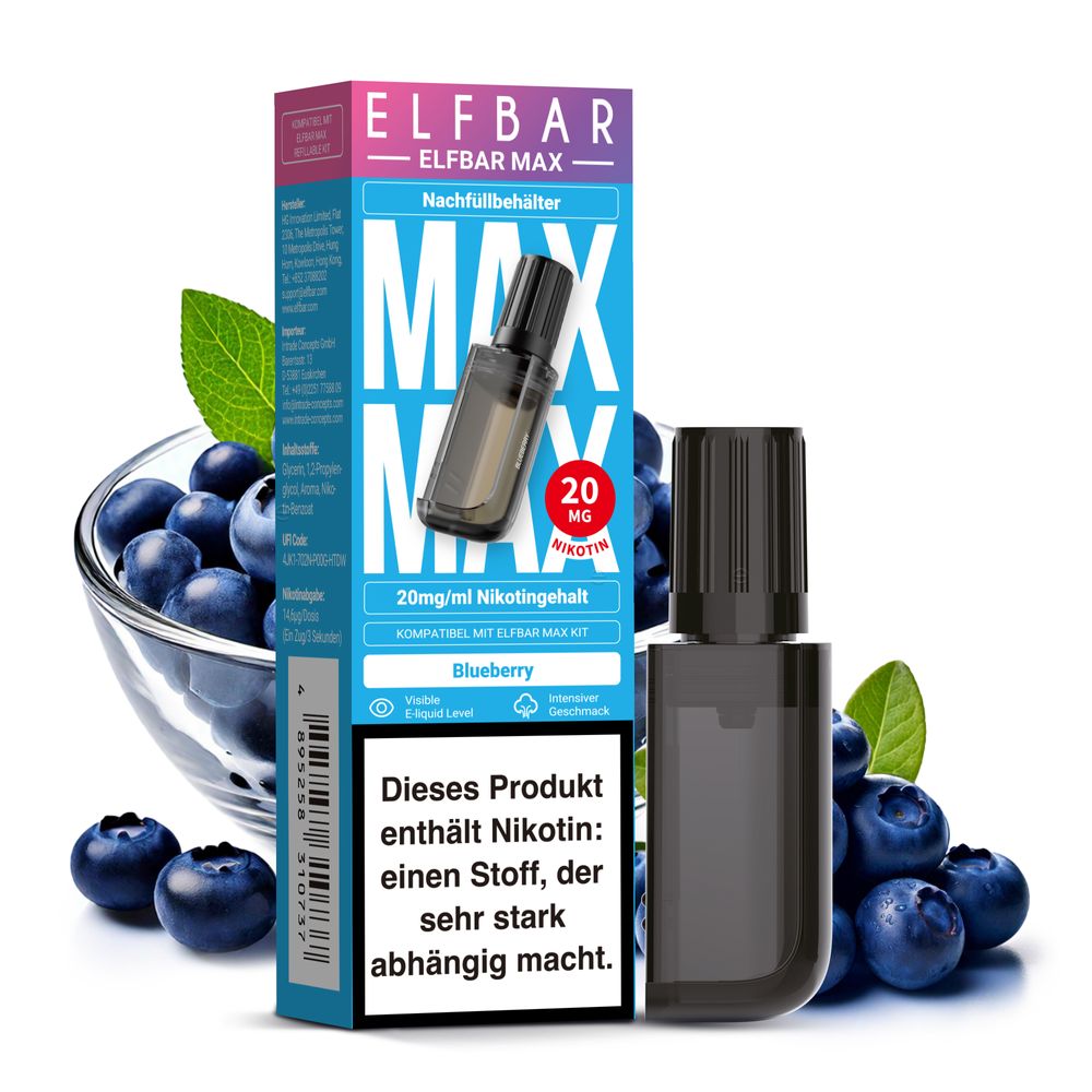 Elfbar MAX Pod Blueberry 20mg Nikotin Elfbar MAX Pod Blueberry 20mg Nikotin