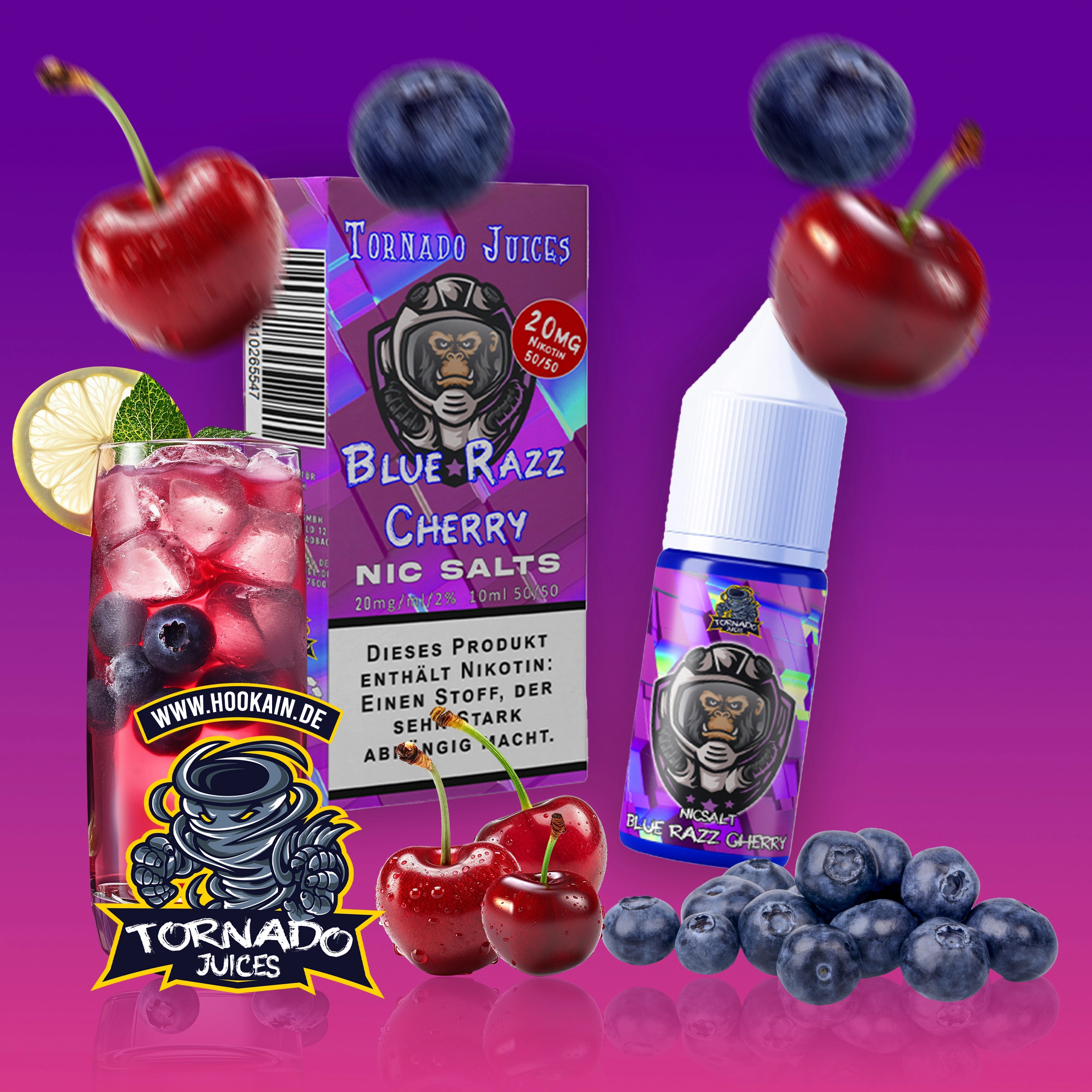 Tornado Juice - Blue Razz Cherry Liquid 10ml | 20mg/ml