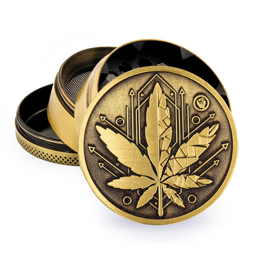 Fire Flow - Grinder "Gold Geometrical" 4 teilig Ø 5cm
