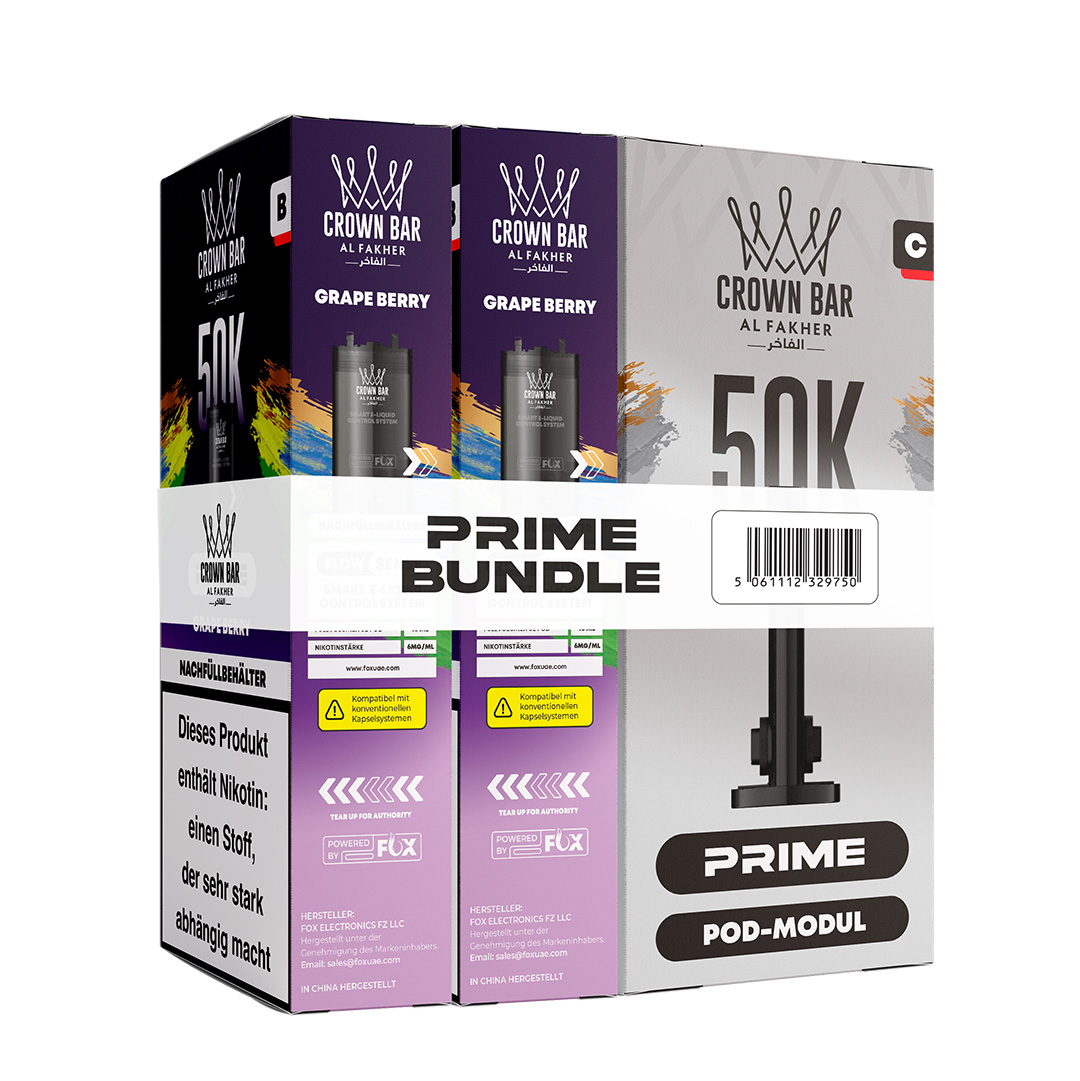 Al Fakher Crown Bar 50k Hypermax Prime Pod Bundle Grape Berry