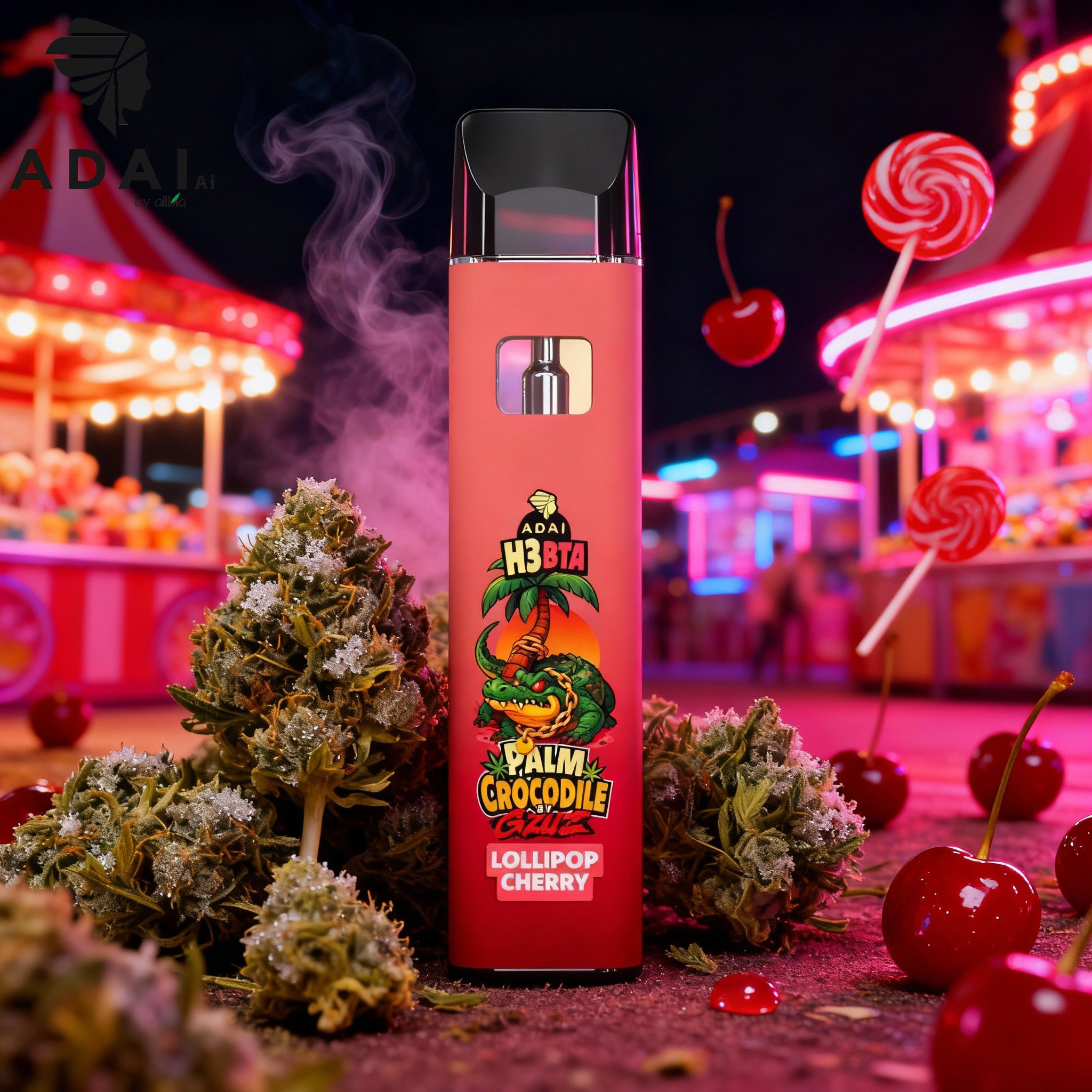 Palm Crocodile H3BTA Vape - Lollipop Cherry 1ml